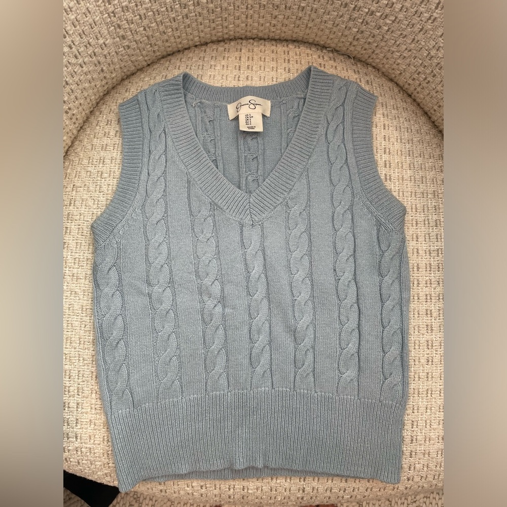 Soft blue cable knit sweater tank